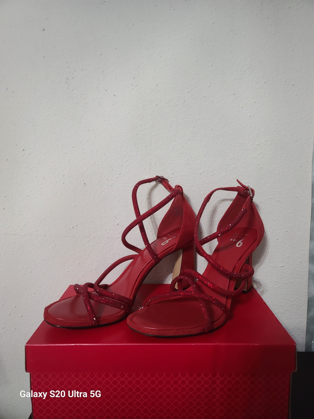 Women's Red Strappy Block Heel Sandals